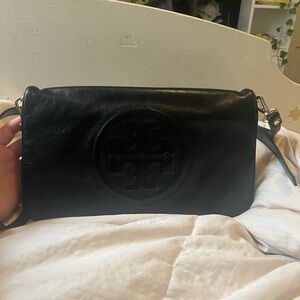 Tory Burch Black Leather Logo Crossbody Bag